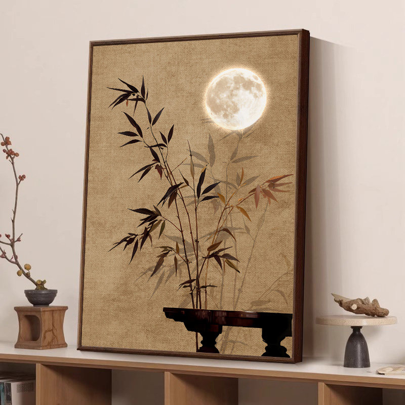宋代美学客厅桌面摆件装饰画竹子入户玄关斗柜挂画禅意茶室墙壁画