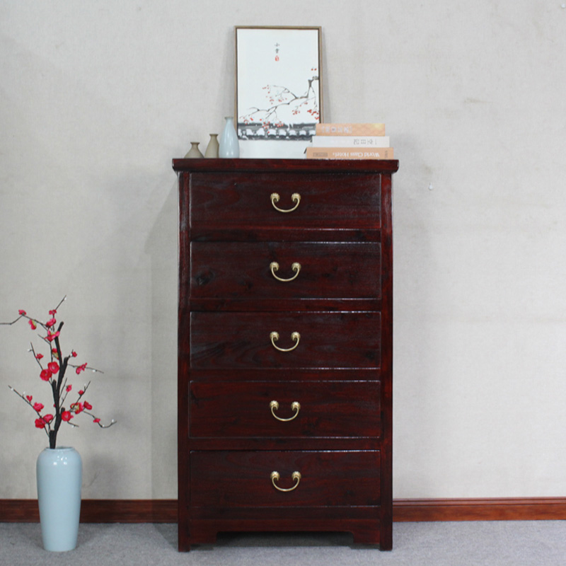 新中式香樟木五斗柜客厅收纳储物柜实木橱柜卧室抽屉柜子古典家具
