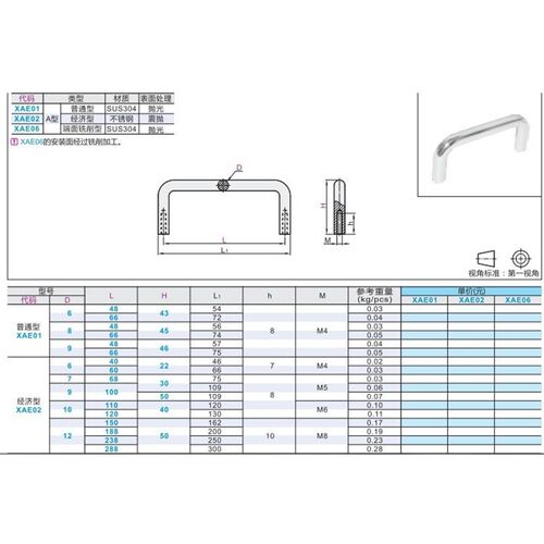 拉手XAE02-D6/7/9/10-L40/60/68/100/110/120/150-H22/30/40/50