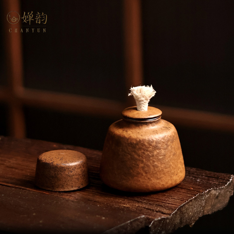 速发婵韵 灰念酒精炉酱釉棕色复古温茶酒精罐子茶具配件小田甄选