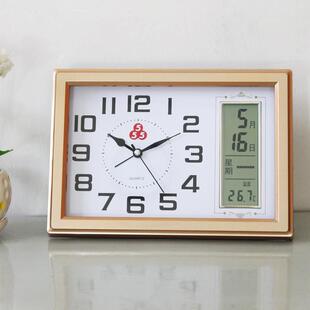 客厅万年历三五台钟台式牌摆件简约闹钟客摆放时钟摆钟表静音式