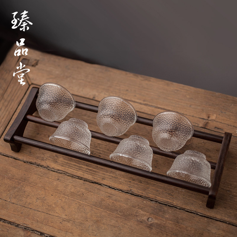速发黑檀木便携式凉杯架茶杯托水杯架收纳沥水架功夫茶具茶道配件