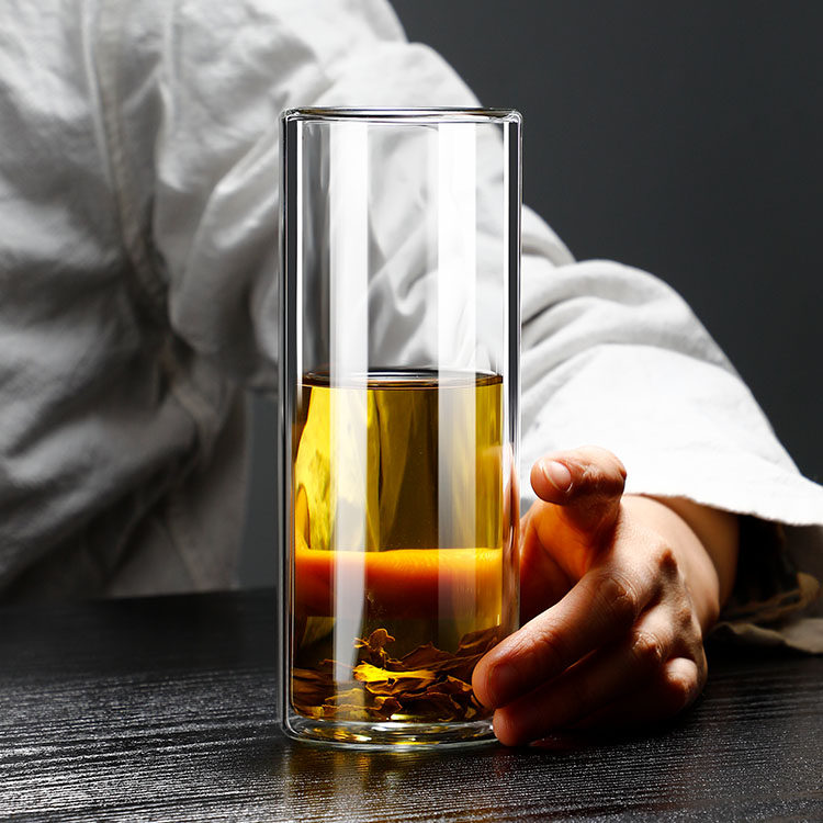 速发家用双层玻璃杯防烫喝水杯子绿茶杯泡茶杯透明饮料杯隔热牛奶