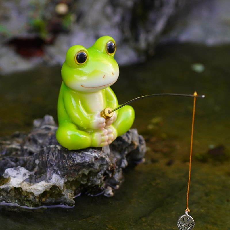 精致小鱼缸造景创意熊猫钓鱼缸中式假山流水器水族箱装饰品鱼池吸