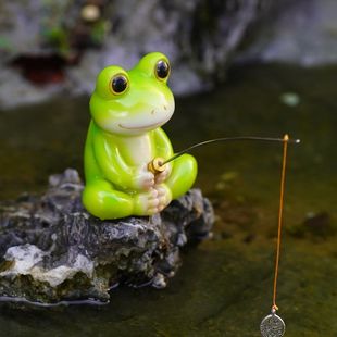 精致小魚缸造景創意熊貓釣魚缸中式 飾品魚池吸 假山流水器水族箱裝