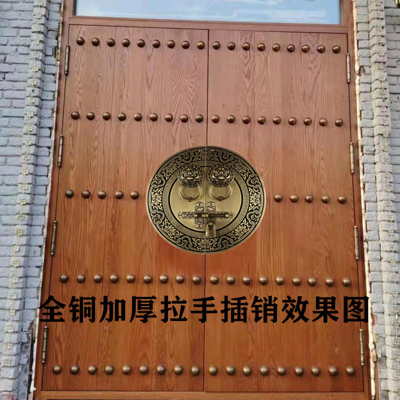 插销门栓锁扣卡扣式兽头大木门闩免打孔明装门环老式拉手门把手