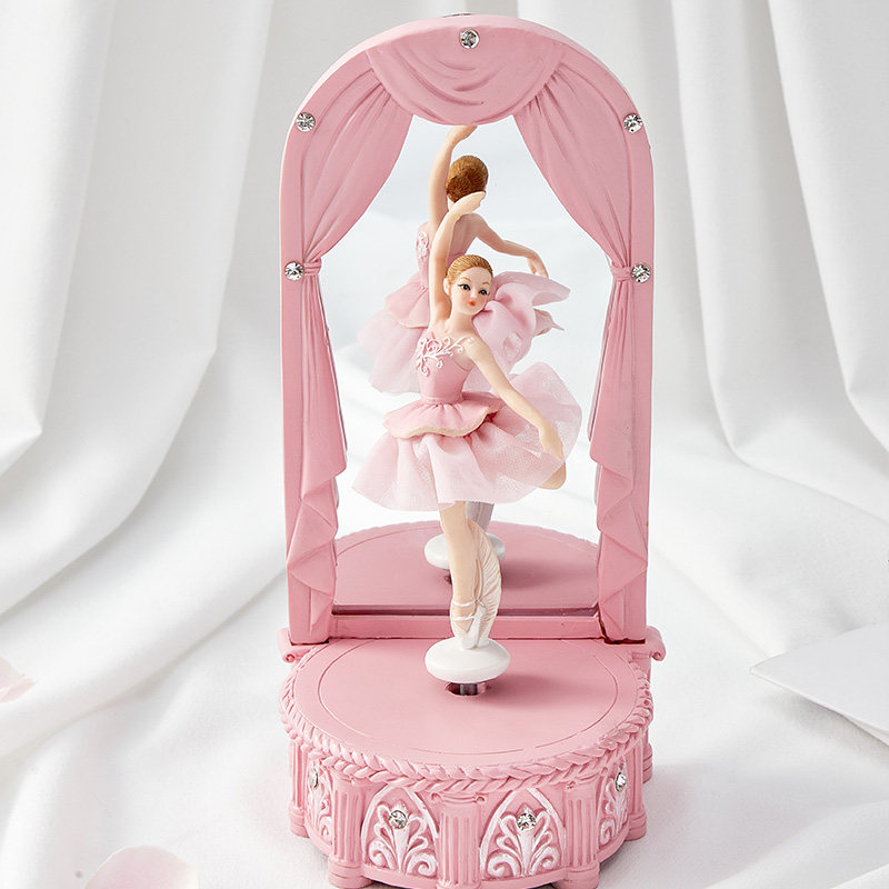 可爱跳舞旋转芭蕾音乐盒化妆镜八音盒儿童女生女孩情人节生日礼物