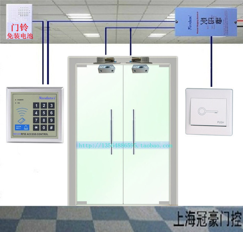 电插锁门禁系统套装/玻璃门刷卡密码门禁/双开玻璃门门禁整套装