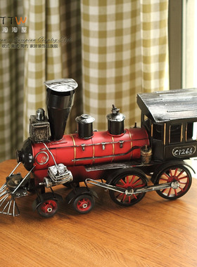 老掉牙做旧铁皮风格 40号英式蒸汽小火车头 家居饰品摆件