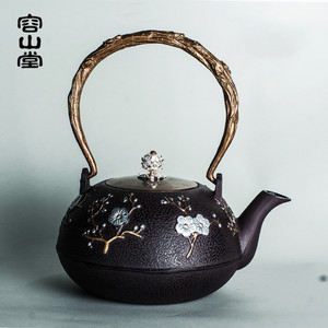 速发容山堂新款苏韵古画老铁壶生铁壶喜鹊登梅 祥龙铜壶把