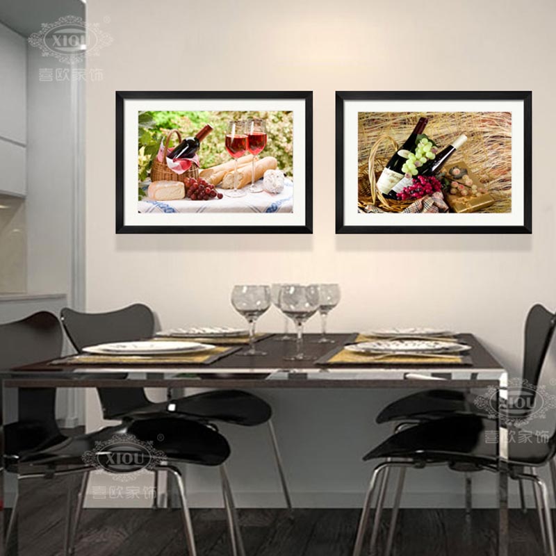餐厅装饰画现代简约三联红酒瓶饭店大厅壁画酒店包房背景墙面挂画
