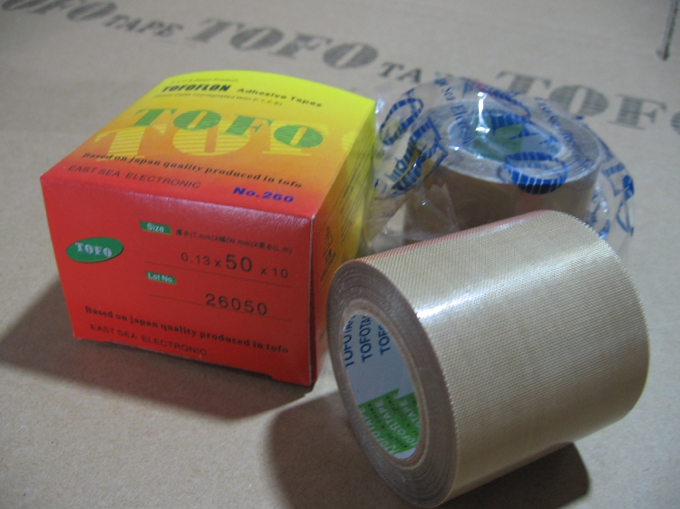 TOFO铁氟龙/聚四氟乙烯玻璃纤维高温胶带/高温胶布50mm