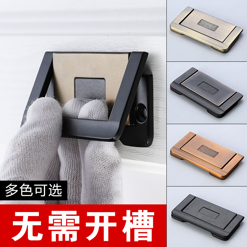 速发抽屉暗拉手美式黑色明装隐形拉手北欧橱柜柜子柜门把手衣柜暗