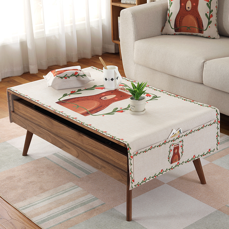 棉麻织物台布咖啡台布小清新矩形客厅家用台布电视柜多功能套布