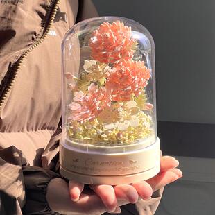 积木永生花束3d八音盒拼装旋转高级感仙气diy手工生日礼物送女生