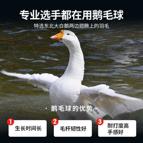 翎美F6系列耐打鹅毛球12只装稳定飞行76速复合软木球头羽毛球
