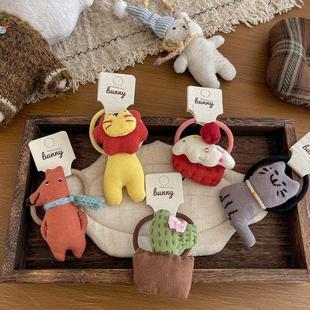 新款 可爱卡通布艺塞棉蛋糕狐狸儿童发圈女童扎马尾头绳不伤发皮筋