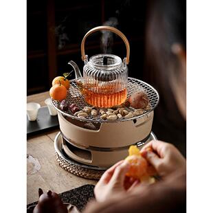 围炉煮茶室内碳火炉玻璃烤茶器商用港式打边炉砂锅泥炉火锅烧烤炉