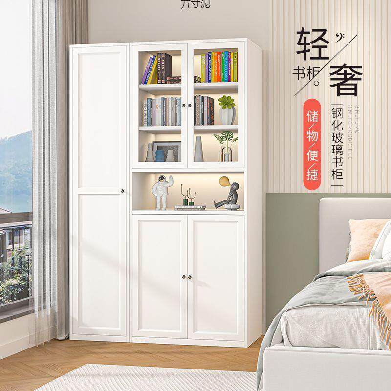 钢制铁艺书柜玻璃门展示柜满墙组合毕利书柜铁艺图书馆书架储物厂