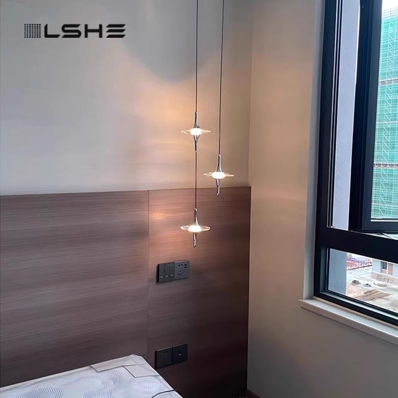 北欧卧室床头吊灯高级感客厅挑空楼梯灯水晶入户玄关网红吊线灯具