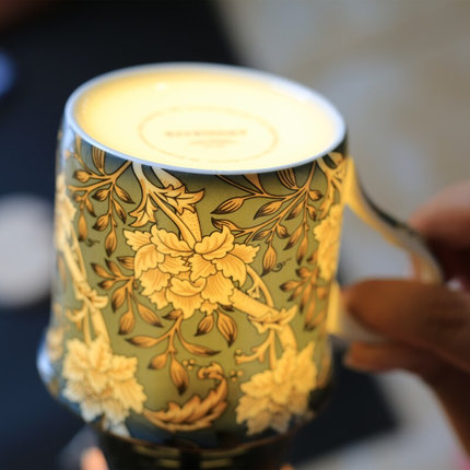 出口英国William Morris创意带盖北欧复古骨瓷杯家用咖啡马克杯子