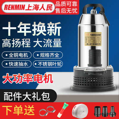 上海人民12V24V48V60V72V直流潜水泵抽水泵家用农用刷车电动车