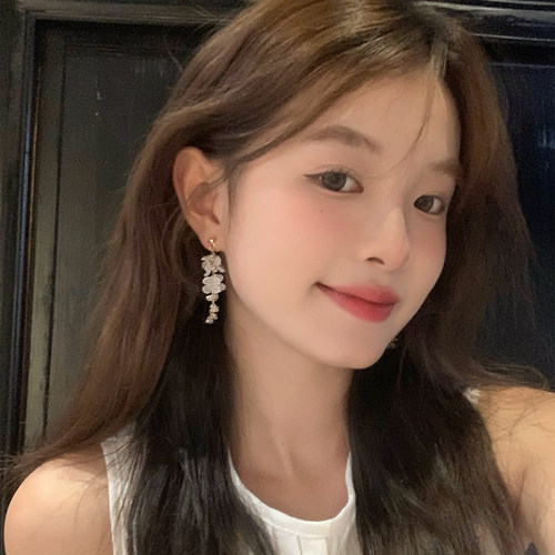 【我的脸很圆】甜美精致风精致少女耳饰 多层花朵珍珠坠饰耳钉