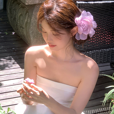 【我的脸很圆】超仙花朵马尾辫发夹刘海鸭嘴夹新中式头发发饰簪花