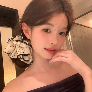 慵懒风波点发圈发饰大尺寸设计时尚 法式 脸很圆 又气质 我