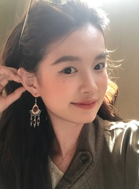 【我的脸很圆】2026年秋季民族风新款流苏耳环苗疆女孩金属风耳钩