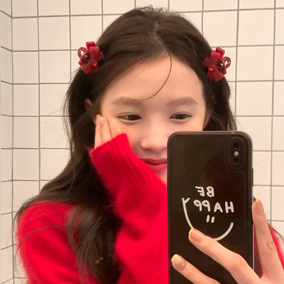 【我的脸很圆】高级感新年红水钻小号抓夹公主头蝴蝶结刘海碎发夹