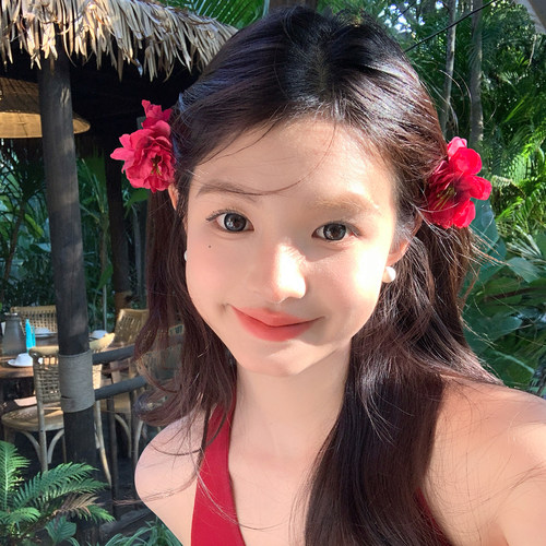 【我的脸很圆】夏季红色芍药花抓夹明媚高级感花朵小号碎发夹女生