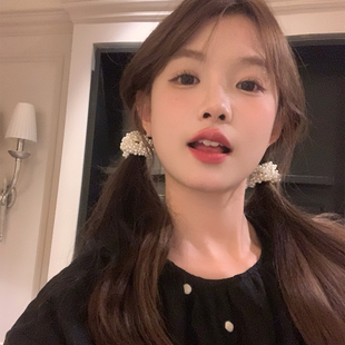 法式 脸很圆 珍珠串珠发圈精致日常百搭高弹力超仙发圈发饰 我