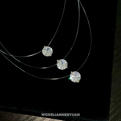 【我的脸很圆】高级感人鱼之泪隐形鱼线吊坠锆石项链小众锁骨链女