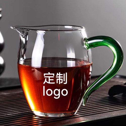 定制彩色把手耐热公道杯高硼硅