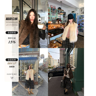 牙套大汪【顶奢女王】月光狐狸毛背毛皮草外套女冬季新款毛毛马甲