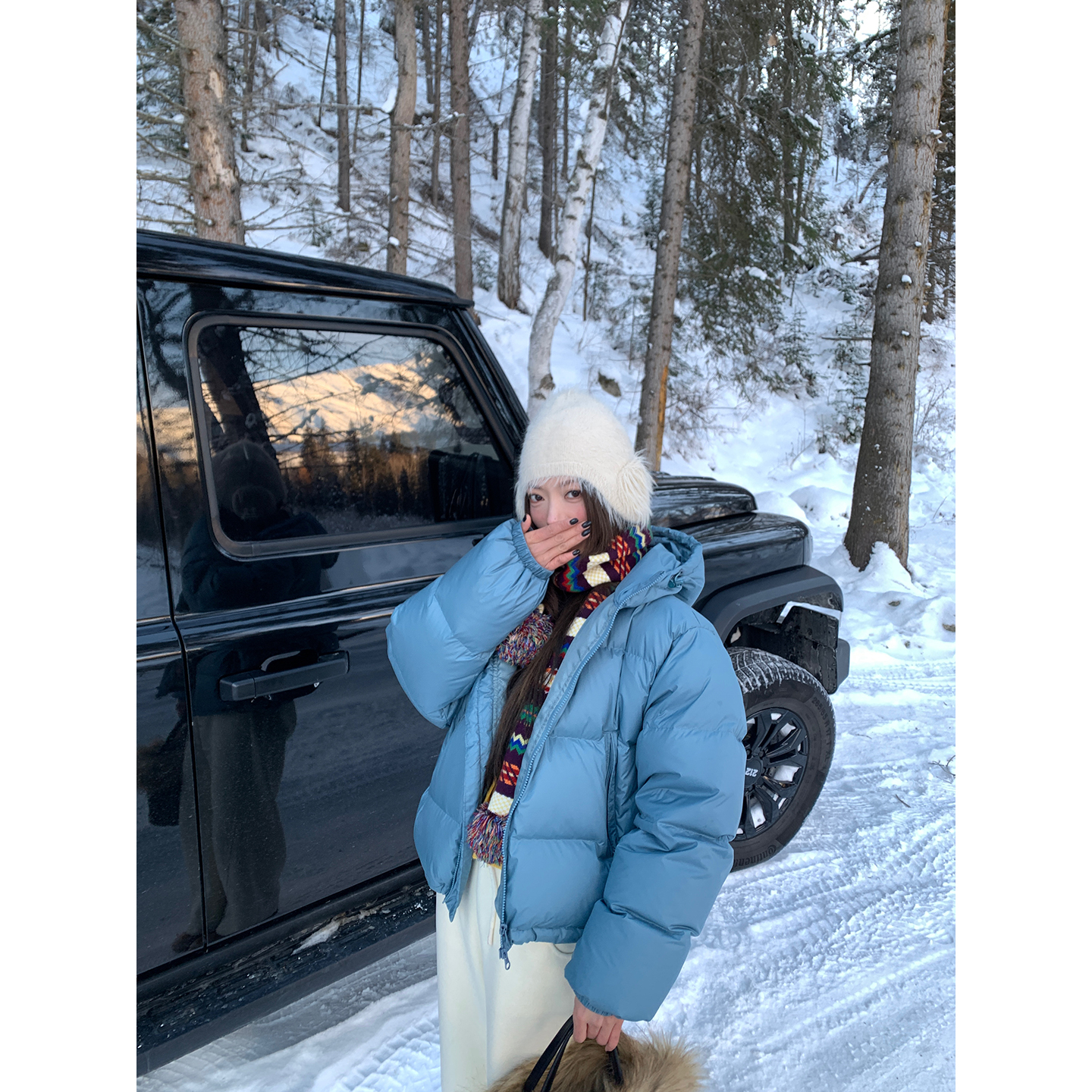 牙套大汪【baby酱】贝壳羽绒服女短款新国标90白鸭宽松保暖外套