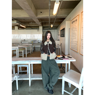 巧克力糕 20点 设计感拼接皮毛一体环葆皮草马甲 牙套大汪10