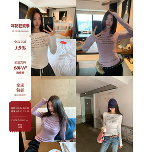 牙套大汪10/8 20点【妮妮欧尼】慵懒感圆领t恤小心机正肩修身个性