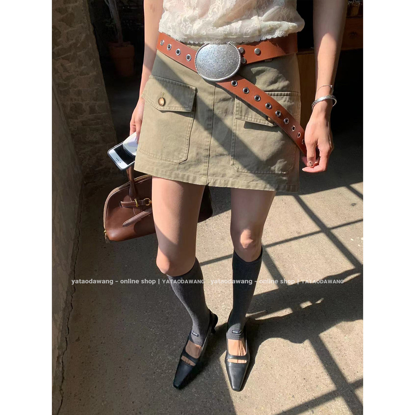 牙套大汪 【谬西娅】女装2025新款夏工装口袋裤子超好看短半裙