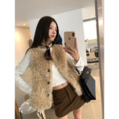 牙套大汪 松绒小嗲精 双面穿仿托斯卡纳羊羔毛皮毛一体皮草马甲