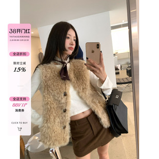 牙套大汪【松绒小嗲精】双面穿仿托斯卡纳羊羔毛皮毛一体皮草马甲