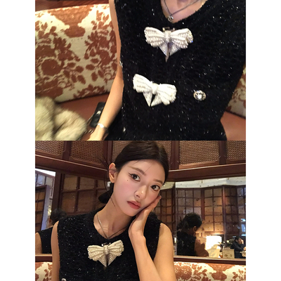 牙套大汪【千金蝶影】超气质千金风编织银丝小香背心连衣裙