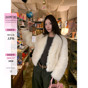 牙套大汪10/20 20点【奶油小狗】托斯卡纳羊皮毛一体短皮草外套