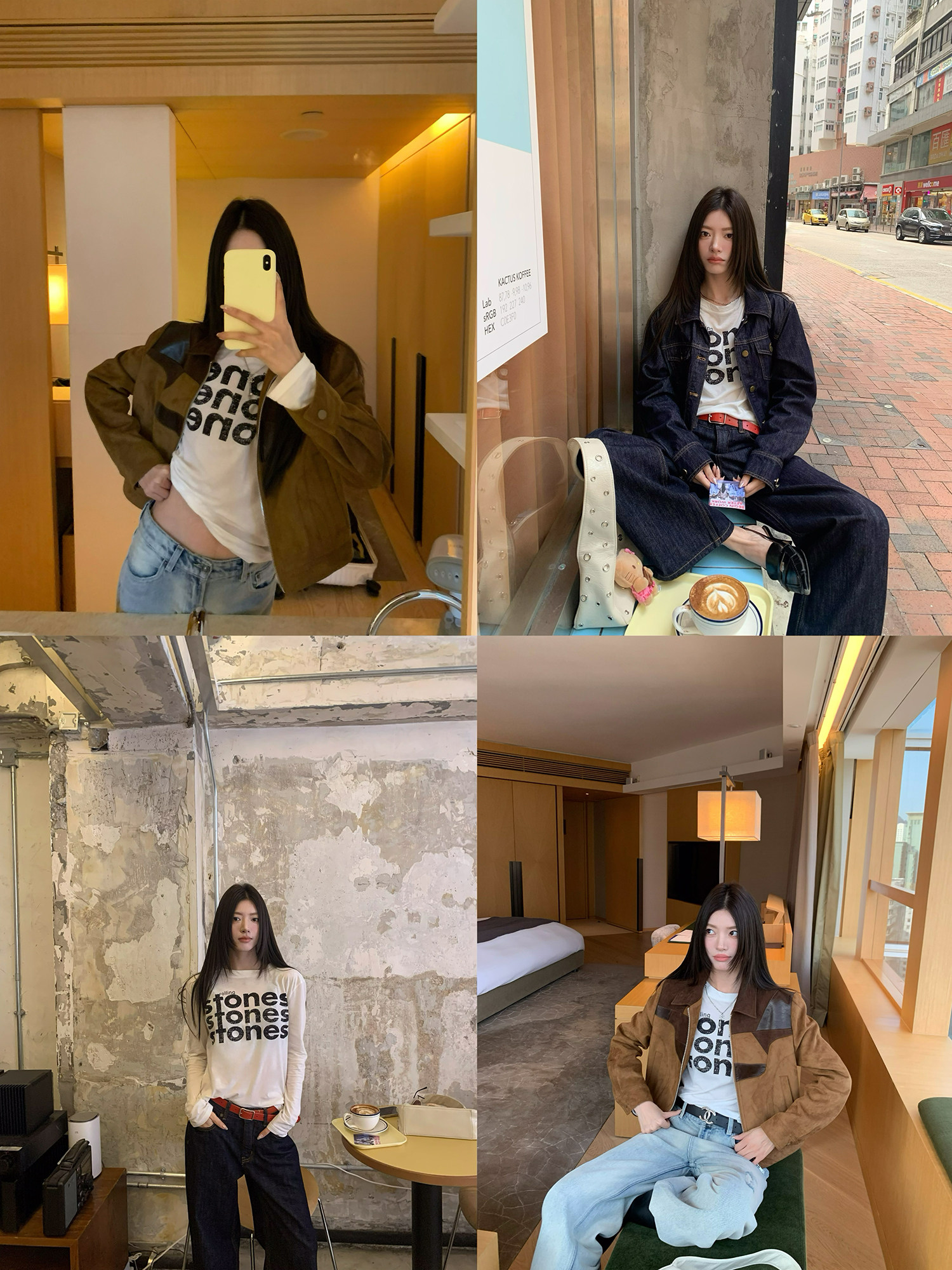 牙套大汪 【周末画报】 лонгслив с буквенным принтом в ленивом стиле, полупрозрачный трикотаж