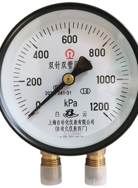 YZS-102双针双管压力表2500上海自动化仪表四厂1200Kpa1600/1000