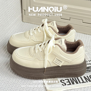 女鞋 百搭鞋 2025春秋英伦新款 时尚 子 厚底增高板鞋 环球校园休闲爆款