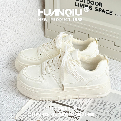 环球厚底女鞋2025潮流新款百搭厚底小白鞋校园爆款休闲增高板鞋女