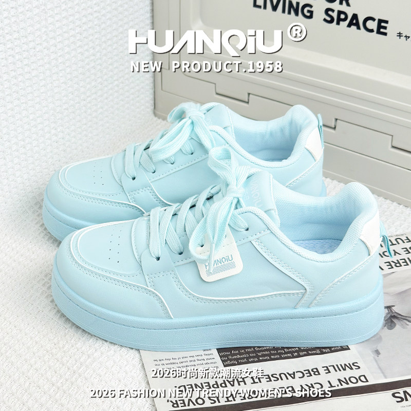 环球清新蓝色板鞋女2026春季潮流ins百搭休闲女鞋增高校园鞋子女,女鞋,休闲板鞋,淘宝优惠券,粉丝福利购,淘宝优惠卷
