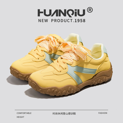 环球2025夏季登山德训鞋女黄蓝透气韩版赛车鞋时尚百搭休闲女鞋